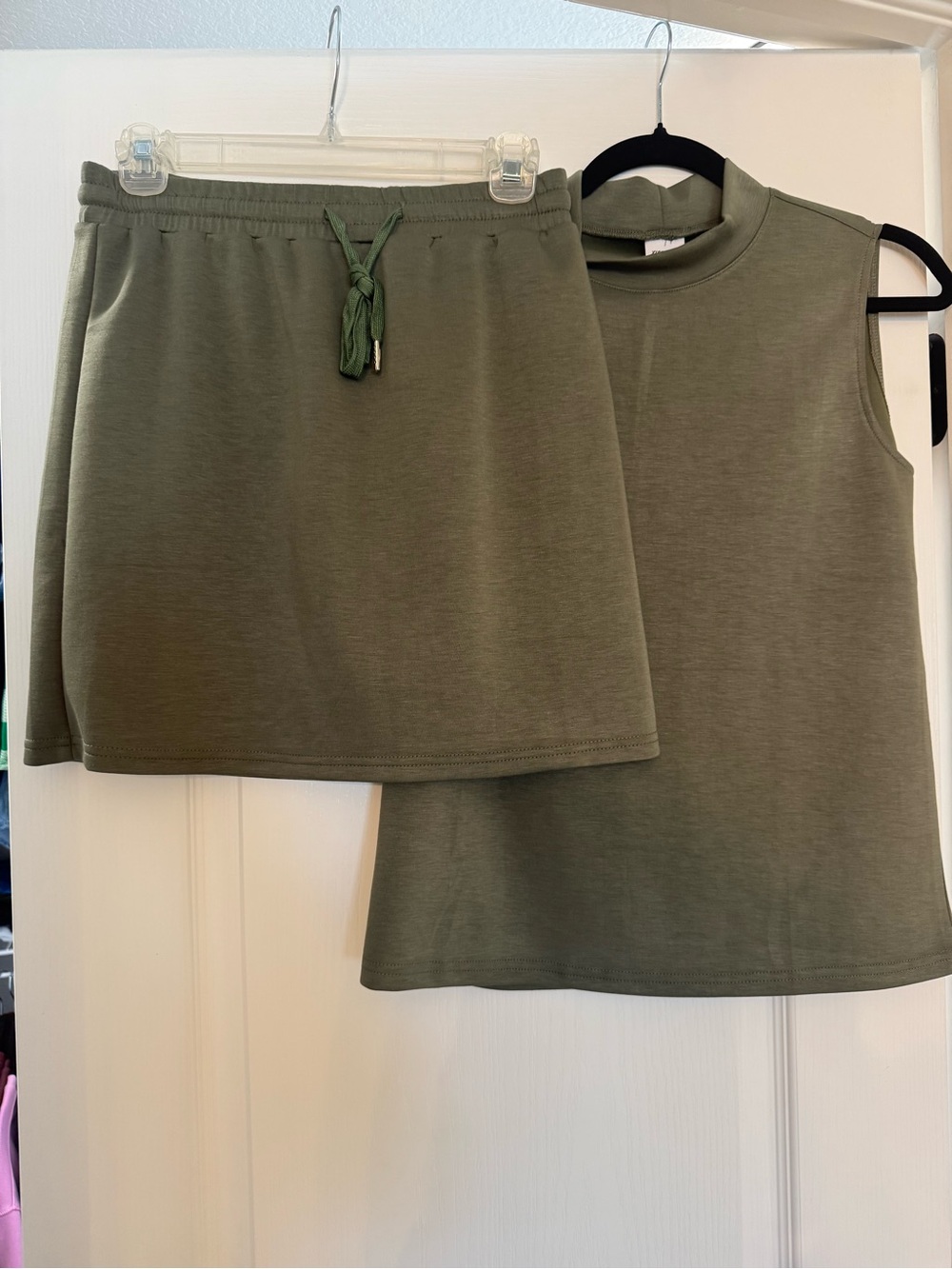 Olive Green Casual Skirt Set